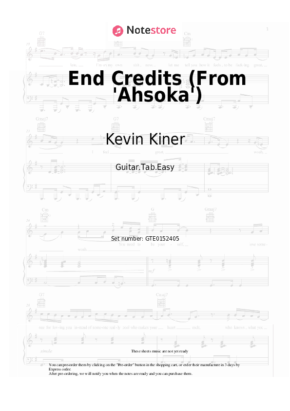 End Credits (From 'Ahsoka') - Kevin Kiner Tabs Easy - Guitar.Tab.Easy