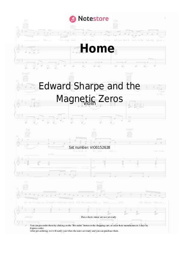 Home - Edward Sharpe and the Magnetic Zeros Violin Sheet Music - Violin