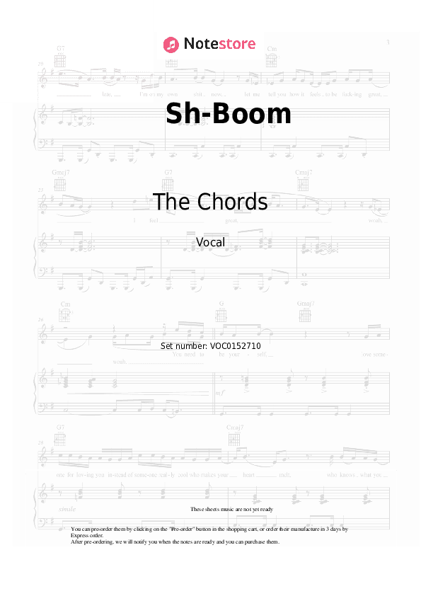 Sh-Boom (Life could be a dream) - The Chords Vocal Sheet Music - Vocal