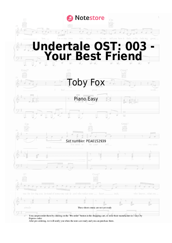 Undertale OST: 003 - Your Best Friend - Toby Fox Piano Sheet Music Easy - Piano.Easy