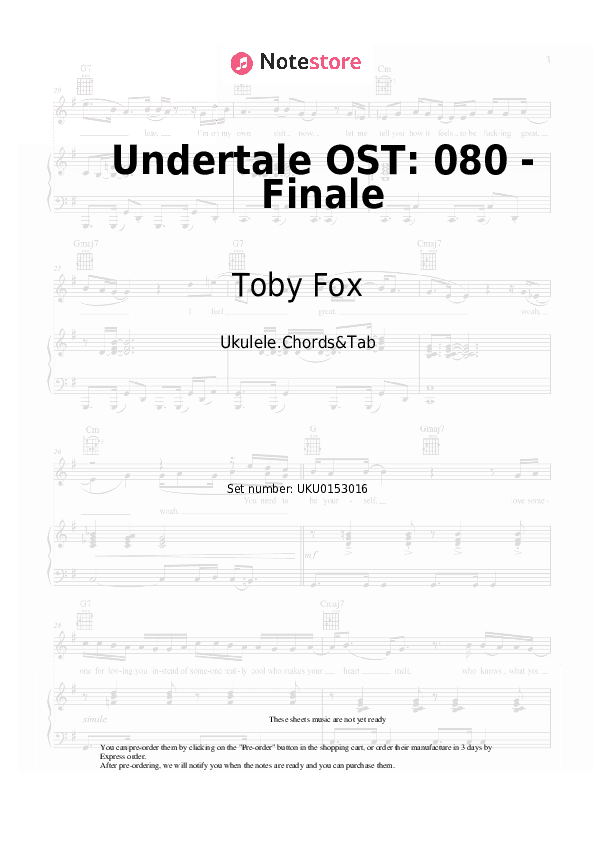 Undertale OST: 080 - Finale - Toby Fox Ukulele Sheet Music - Ukulele.Chords&Tab
