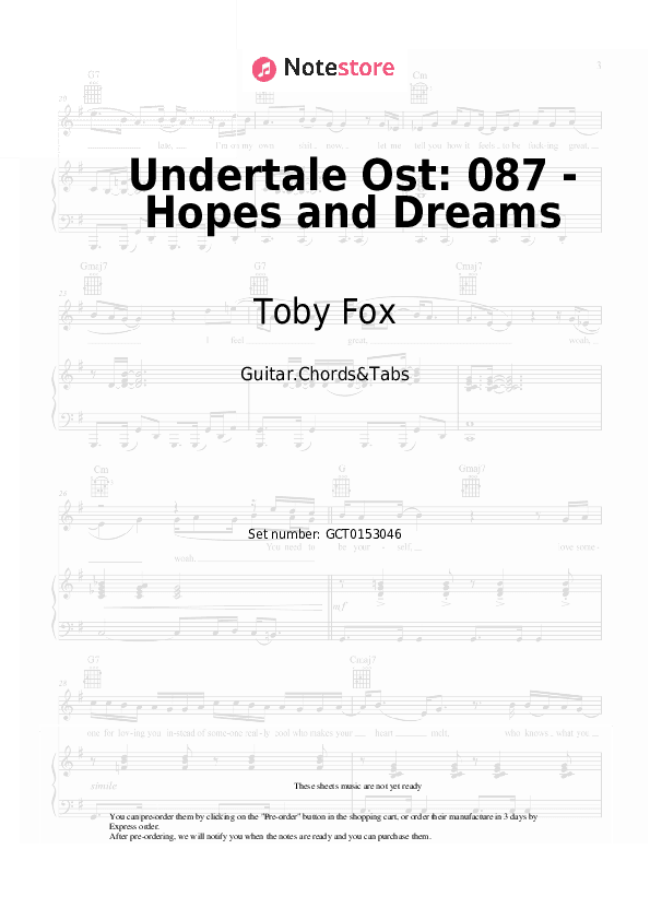 Undertale Ost: 087 - Hopes and Dreams - Toby Fox Chords and Tabs - Guitar.Chords&Tabs