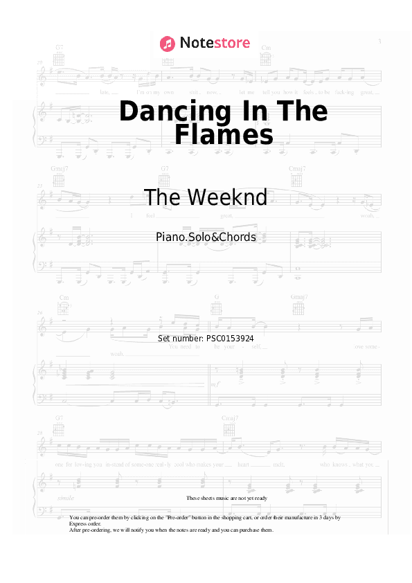 Dancing In The Flames - The Weeknd Piano Sheet Music and Chords - Piano.Solo&Chords