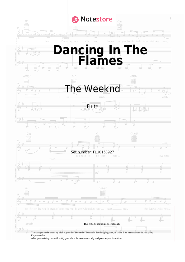 Dancing In The Flames - The Weeknd Flute Sheet Music - Flute