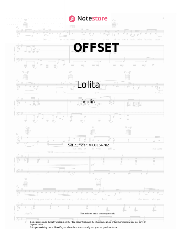 OFFSET - Lolita Violin Sheet Music - Violin