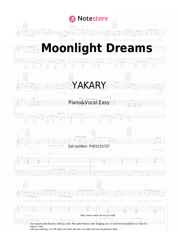 Moonlight Dreams - YAKARY, Jamule Piano Sheet Music Easy and Vocal - Piano&Vocal.Easy