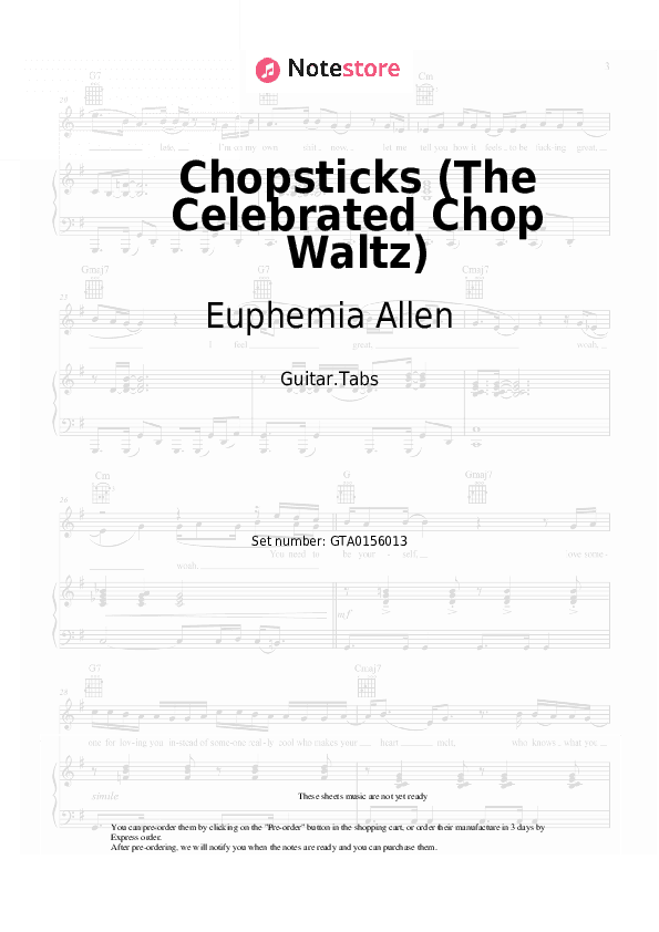 Chopsticks (The Celebrated Chop Waltz) - Euphemia Allen Tabs - Guitar.Tabs
