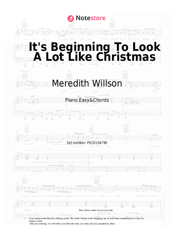 It's Beginning To Look A Lot Like Christmas - Meredith Willson Sheet Music Easy and Chords - Piano.Easy&Chords