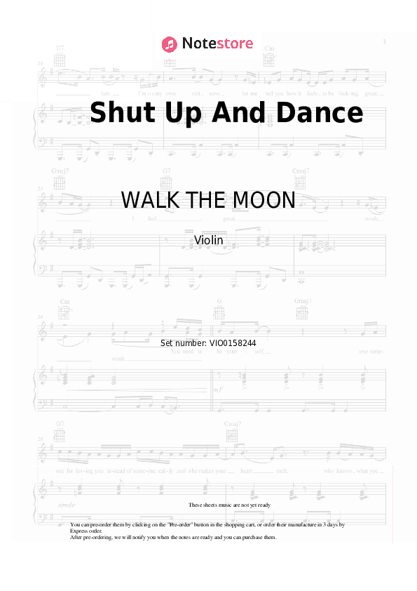 Shut Up And Dance - WALK THE MOON Violin Sheet Music - Violin