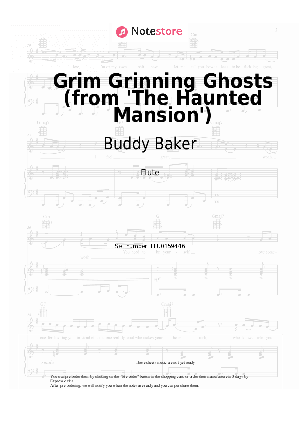 Grim Grinning Ghosts (from 'The Haunted Mansion') - Buddy Baker Flute Sheet Music - Flute