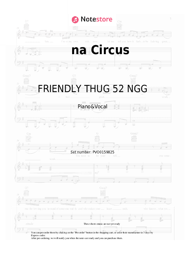 na Circus - FRIENDLY THUG 52 NGG, Scriptonite Piano Sheet Music with the Voice part - Piano&Vocal