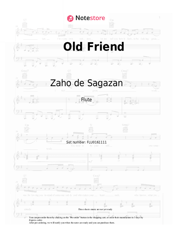 Old Friend - Zaho de Sagazan, Tom Odell Flute Sheet Music - Flute