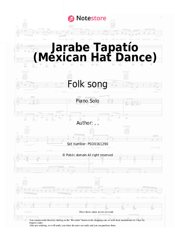Jarabe Tapatío (Mexican Hat Dance) - Folk song Piano Sheet Music - Piano.Solo