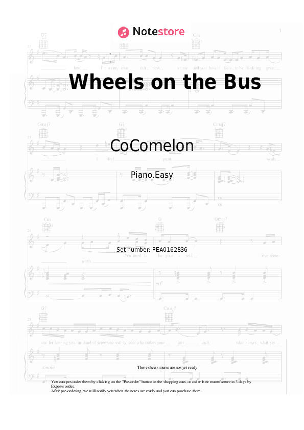 Wheels on the Bus - CoComelon Piano Sheet Music Easy - Piano.Easy