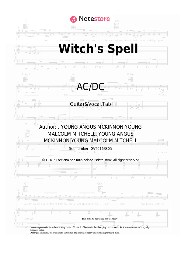 Witch's Spell - AC/DC Chords and Voice - Guitar&Vocal.Tab