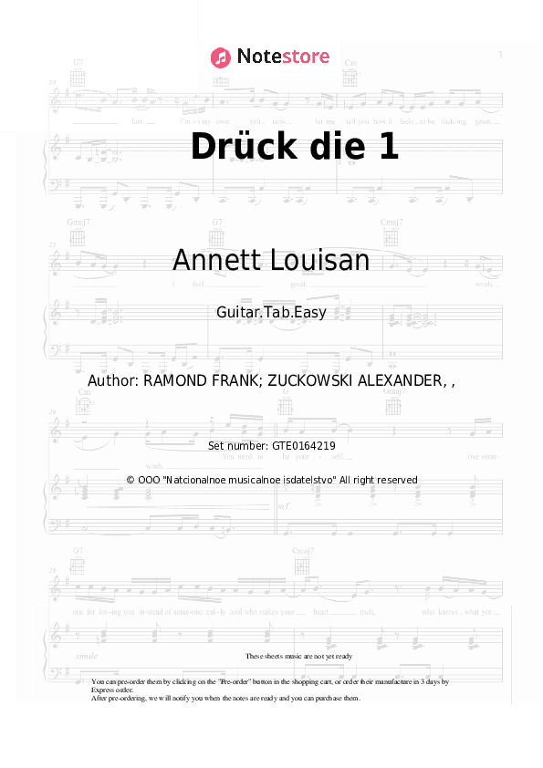 Drück die 1 - Annett Louisan Tabs Easy - Guitar.Tab.Easy