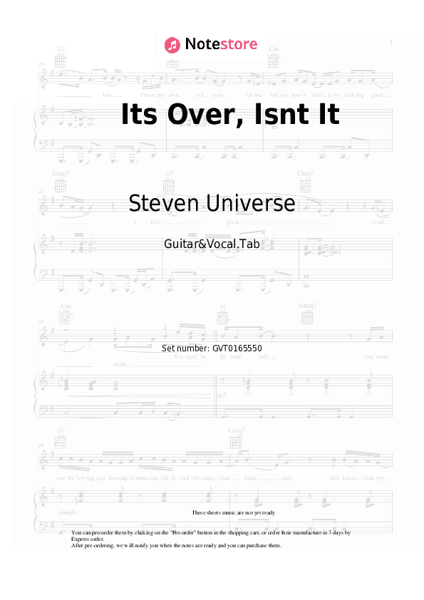 Its Over, Isnt It (Steven Universe OST) - Steven Universe, Deedee Magno Hall Chords and Voice - Guitar&Vocal.Tab