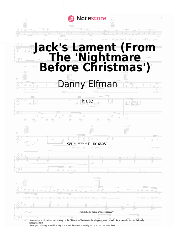 Jack's Lament (From The 'Nightmare Before Christmas') - Danny Elfman Flute Sheet Music - Flute