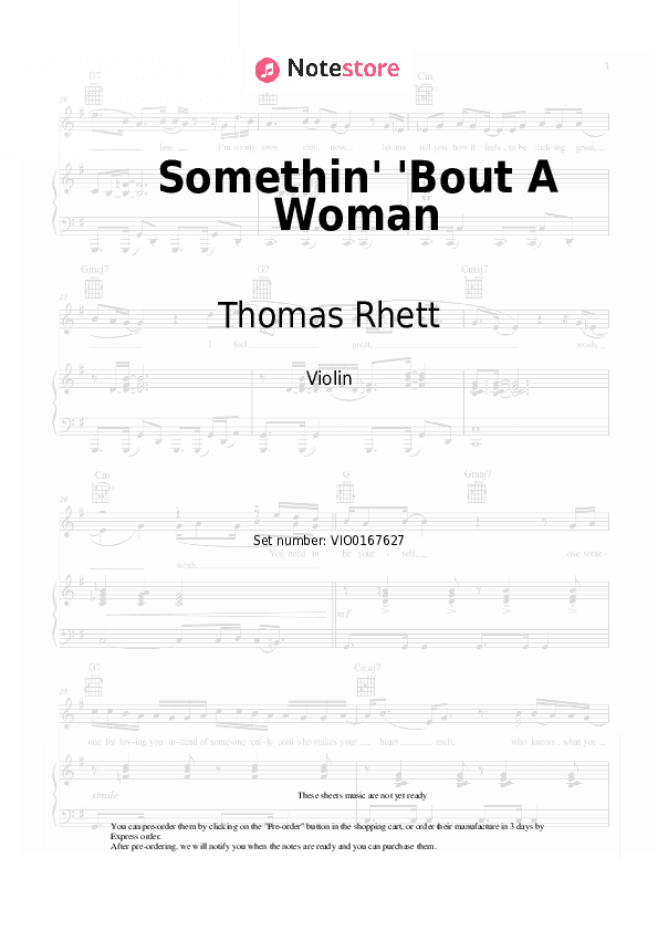 Somethin' 'Bout A Woman - Thomas Rhett Violin Sheet Music - Violin