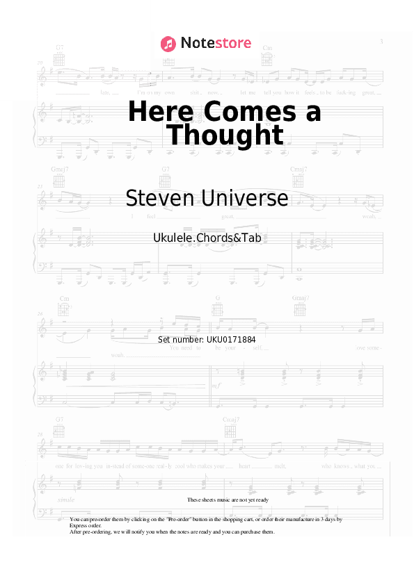 Here Comes a Thought - Steven Universe, AJ Michalka, Estelle Ukulele Sheet Music - Ukulele.Chords&Tab