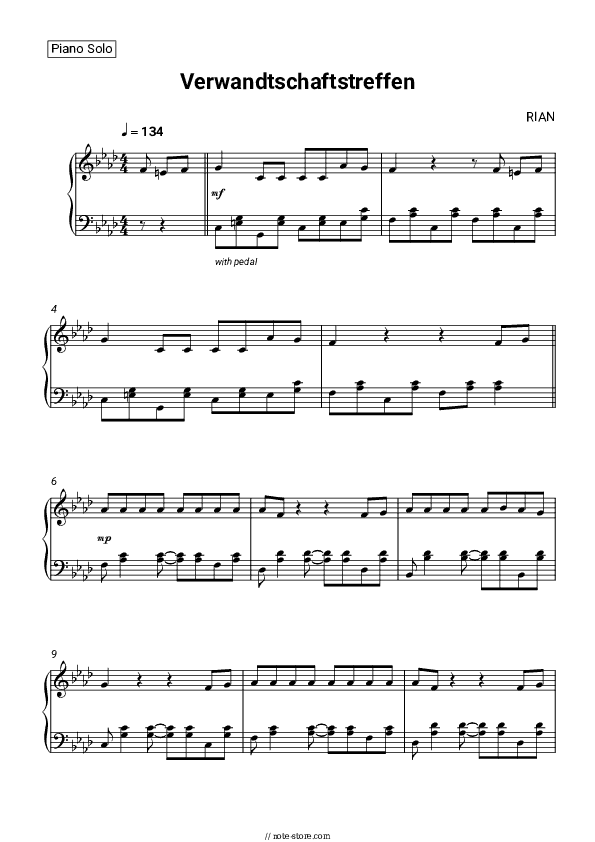 Verwandtschaftstreffen - RIAN Piano Sheet Music - Piano.Solo
