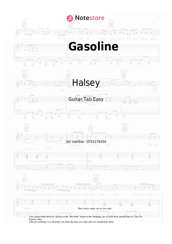 Gasoline - Halsey Tabs Easy - Guitar.Tab.Easy