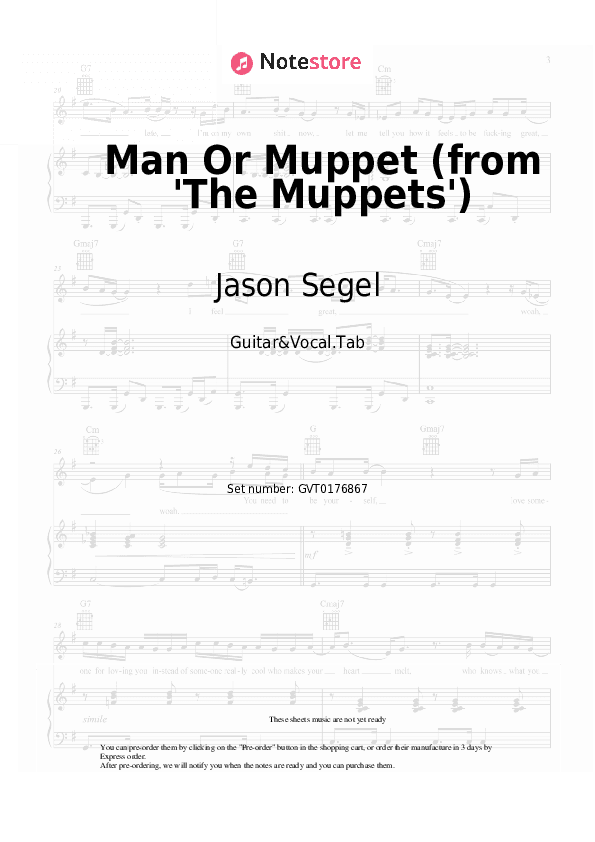Man Or Muppet (from 'The Muppets') - Jason Segel, Walter (Muppet) Chords and Voice - Guitar&Vocal.Tab