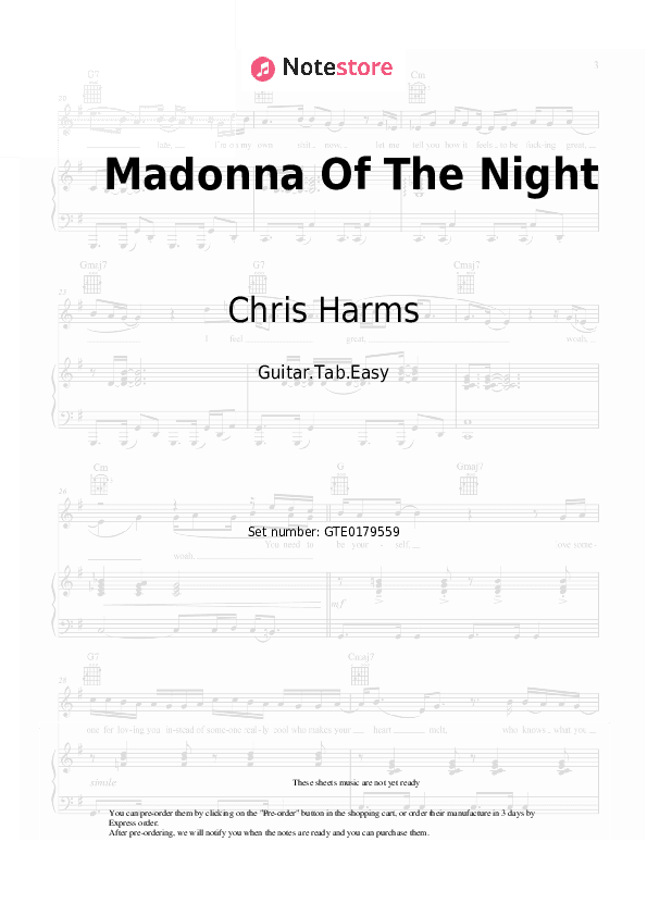 Madonna Of The Night - Chris Harms, Sven Friedrich Tabs Easy - Guitar.Tab.Easy