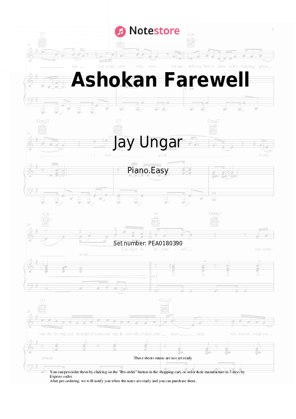 Ashokan Farewell - Jay Ungar Piano Sheet Music Easy - Piano.Easy