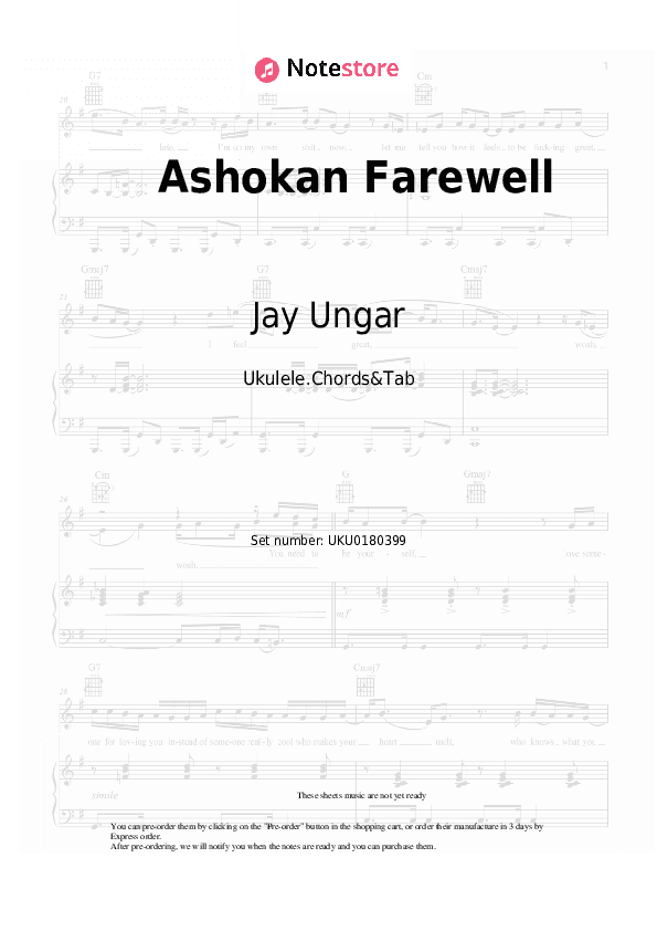 Ashokan Farewell - Jay Ungar Ukulele Sheet Music - Ukulele.Chords&Tab