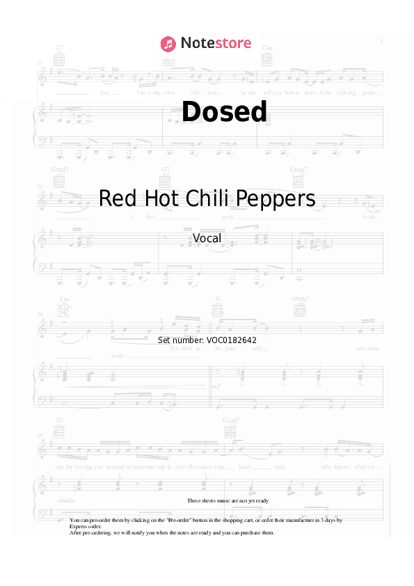 Dosed - Red Hot Chili Peppers Vocal Sheet Music - Vocal