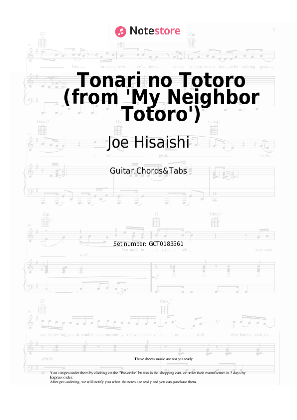 Tonari no Totoro (from 'My Neighbor Totoro') - Joe Hisaishi, Azumi Inoue Chords and Tabs - Guitar.Chords&Tabs