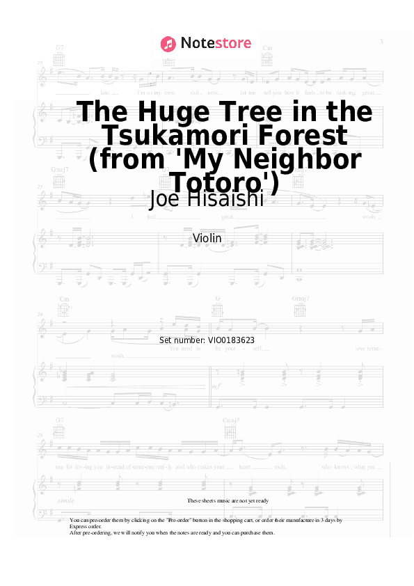 The Huge Tree in the Tsukamori Forest (from 'My Neighbor Totoro') - Joe Hisaishi Violin Sheet Music - Violin