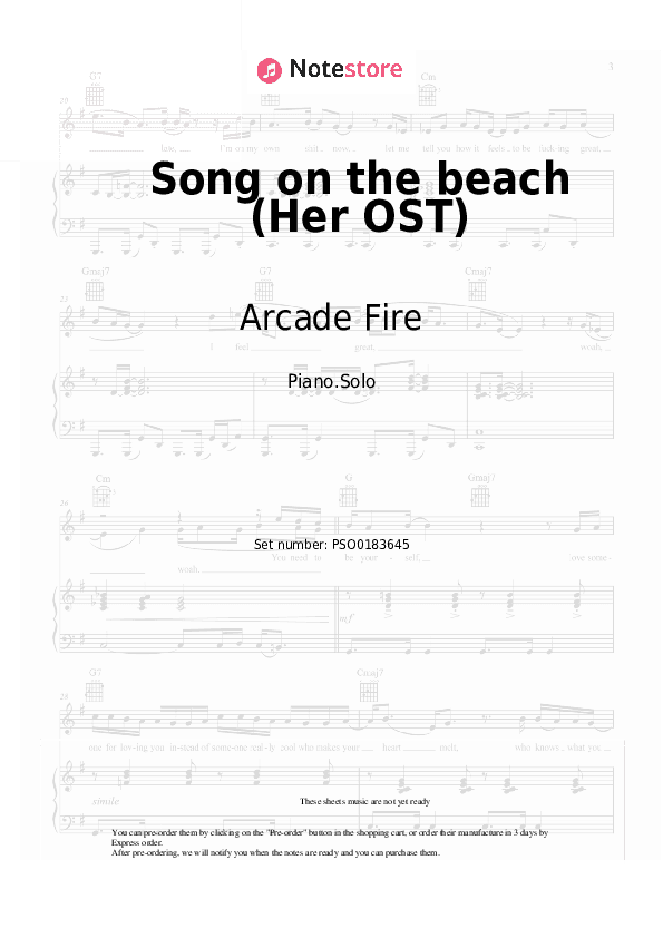 Song on the beach (Her OST) - Arcade Fire, Owen Pallett Piano Sheet Music - Piano.Solo