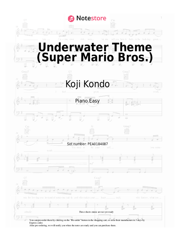 Underwater Theme (Super Mario Bros.) - Koji Kondo Piano Sheet Music Easy - Piano.Easy
