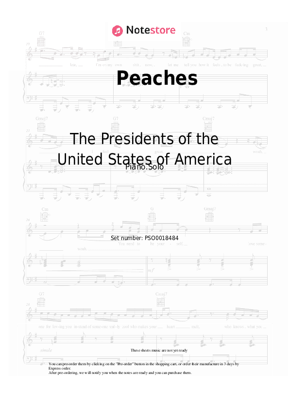 Peaches - The Presidents of the United States of America Piano Sheet Music - Piano.Solo