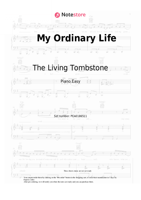 My Ordinary Life - The Living Tombstone Piano Sheet Music Easy - Piano.Easy
