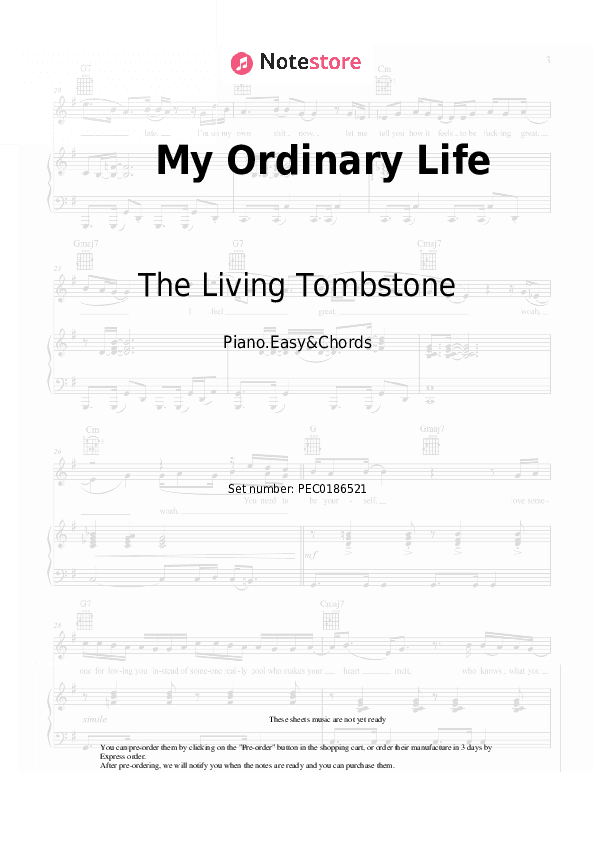 My Ordinary Life - The Living Tombstone Sheet Music Easy and Chords - Piano.Easy&Chords