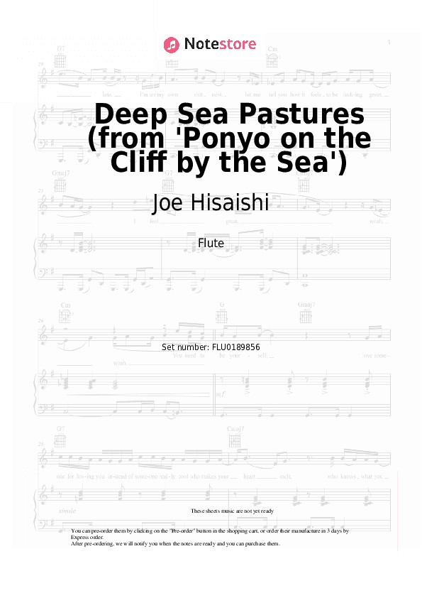 Deep Sea Pastures (from 'Ponyo on the Cliff by the Sea') - Joe Hisaishi Flute Sheet Music - Flute