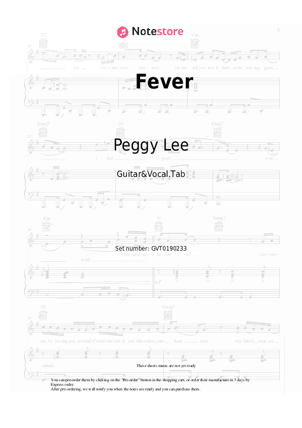 Fever - Peggy Lee Chords and Voice - Guitar&Vocal.Tab