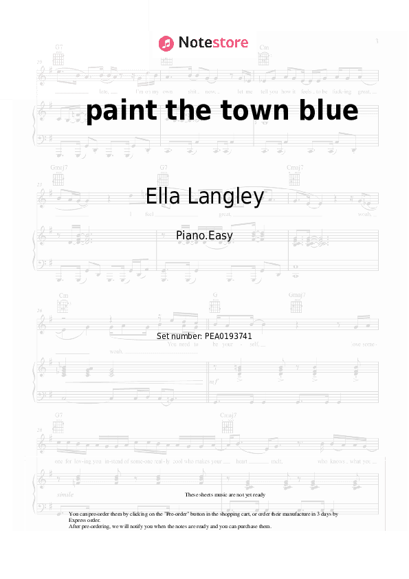 paint the town blue - Ella Langley Piano Sheet Music Easy - Piano.Easy