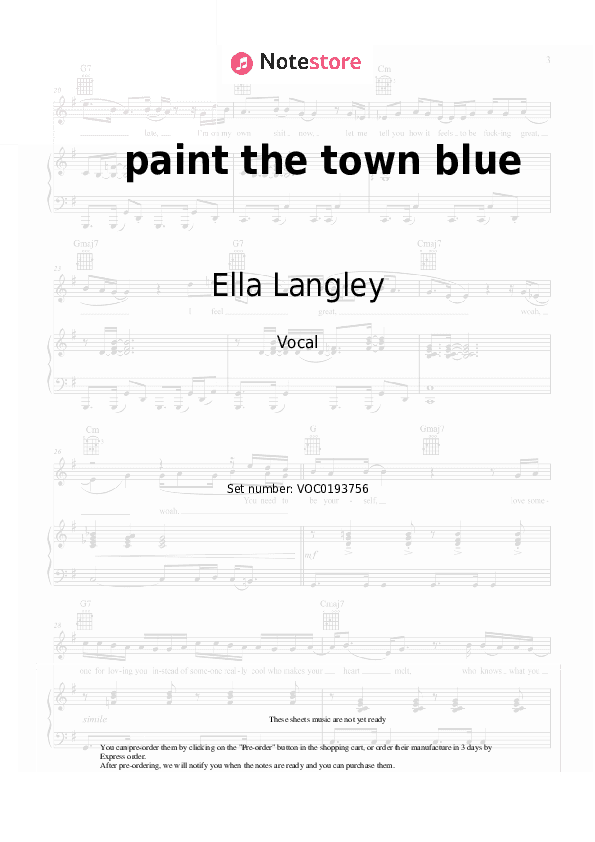 paint the town blue - Ella Langley Vocal Sheet Music - Vocal