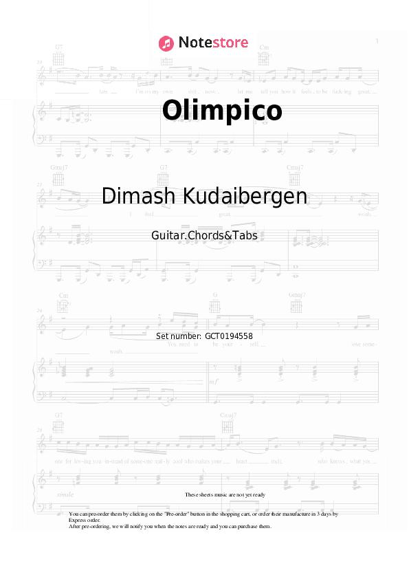 Olimpico - Dimash Kudaibergen Chords and Tabs - Guitar.Chords&Tabs