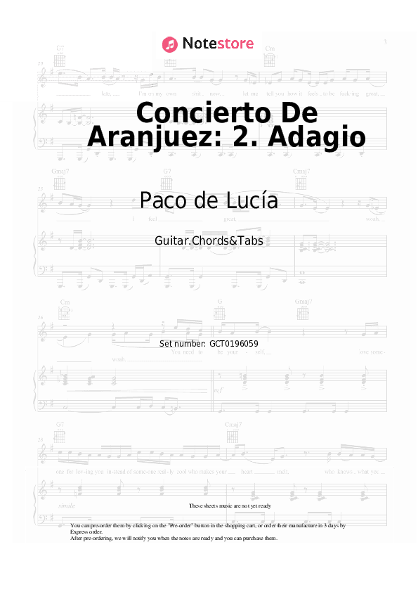 Concierto De Aranjuez: 2. Adagio - Paco de Lucía Chords and Tabs - Guitar.Chords&Tabs