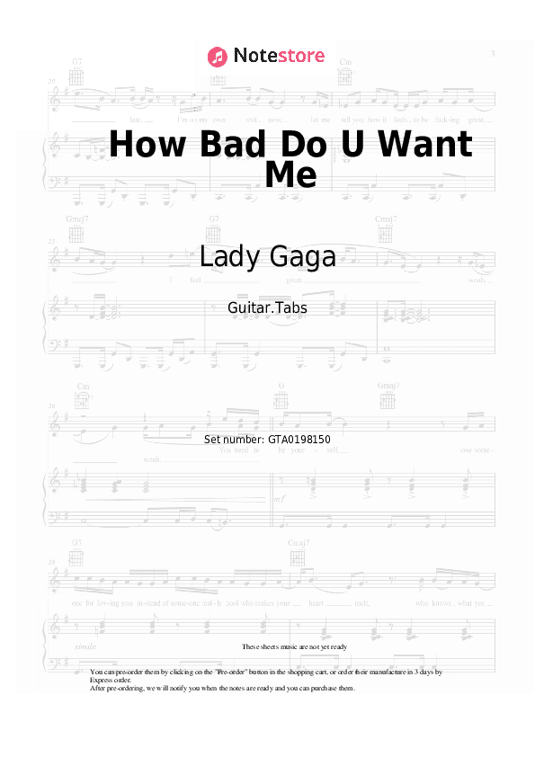 How Bad Do U Want Me - Lady Gaga Tabs - Guitar.Tabs
