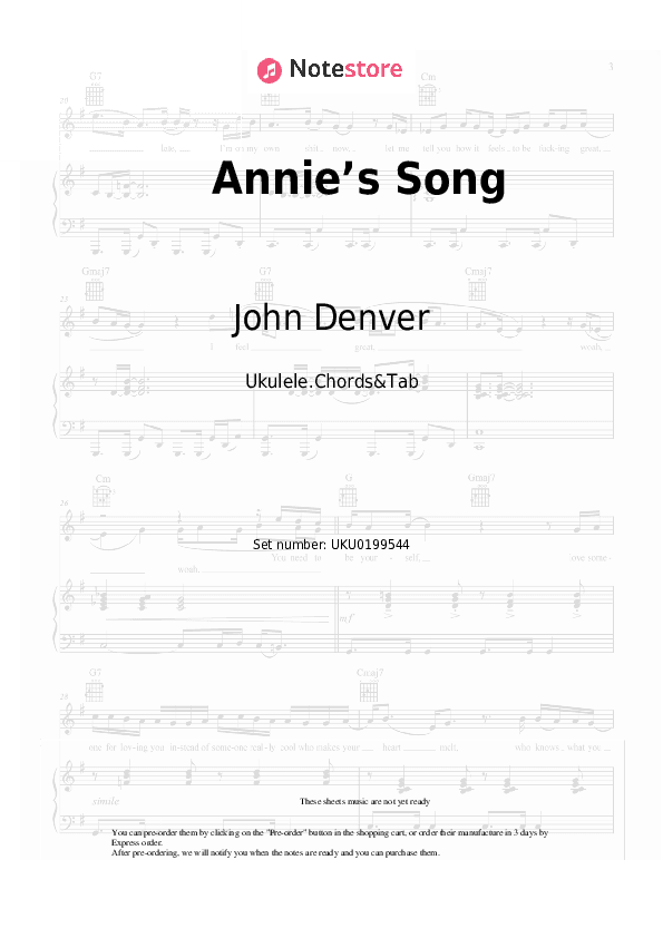 Annie’s Song - John Denver Ukulele Sheet Music - Ukulele.Chords&Tab