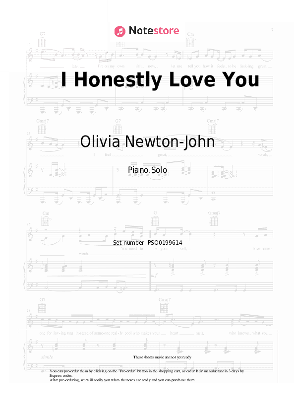 I Honestly Love You - Olivia Newton-John Piano Sheet Music - Piano.Solo