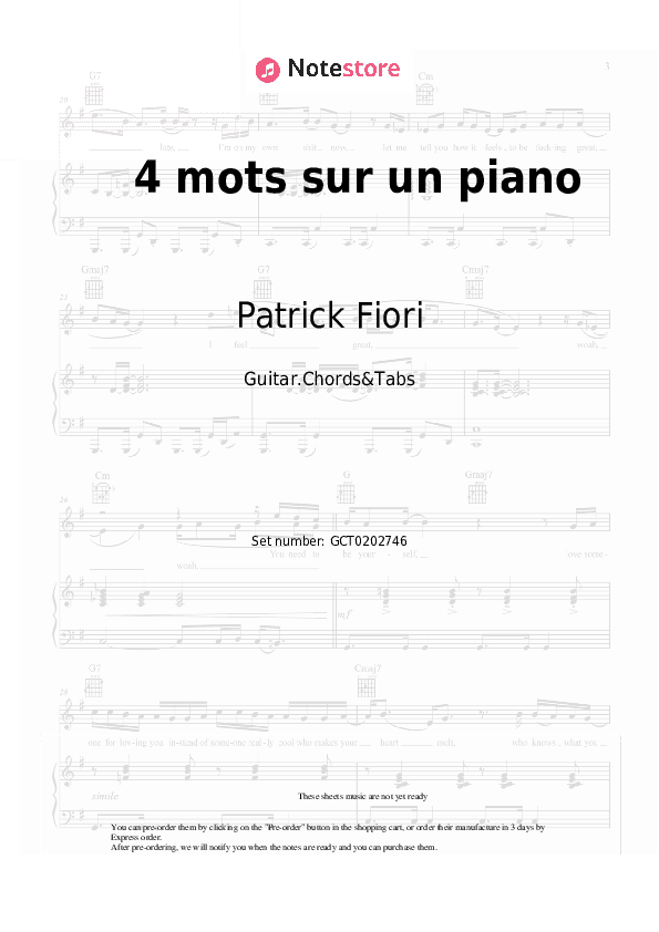 4 mots sur un piano - Patrick Fiori Chords and Tabs - Guitar.Chords&Tabs