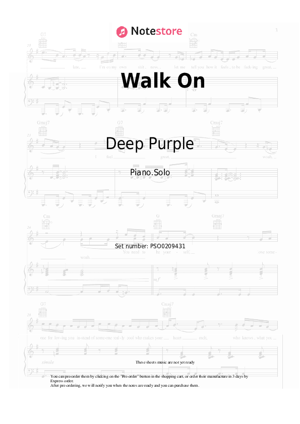 Walk On - Deep Purple Piano Sheet Music - Piano.Solo