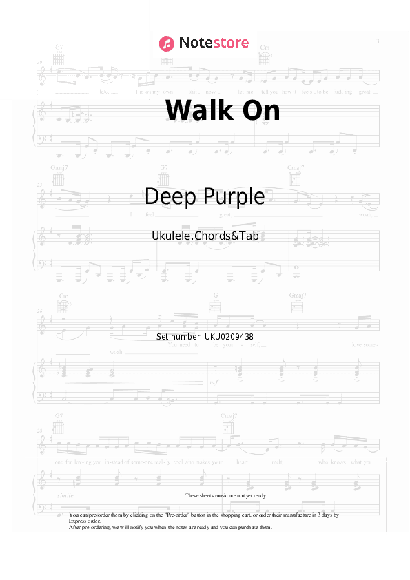 Walk On - Deep Purple Ukulele Sheet Music - Ukulele.Chords&Tab